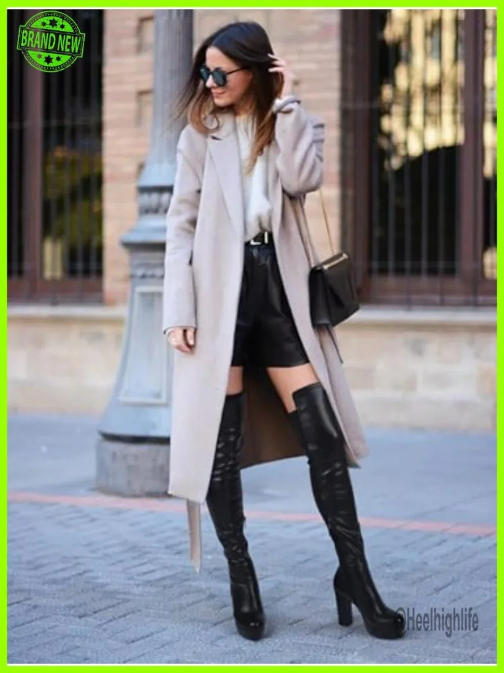 Women Platform Chunky Heel Over the Knee Boots Side Zip